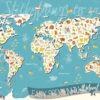 Close up of the Animals World Map Mural