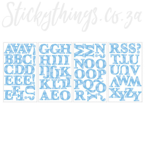 4 Sheets of the Blue Letters Wall Art Stickers
