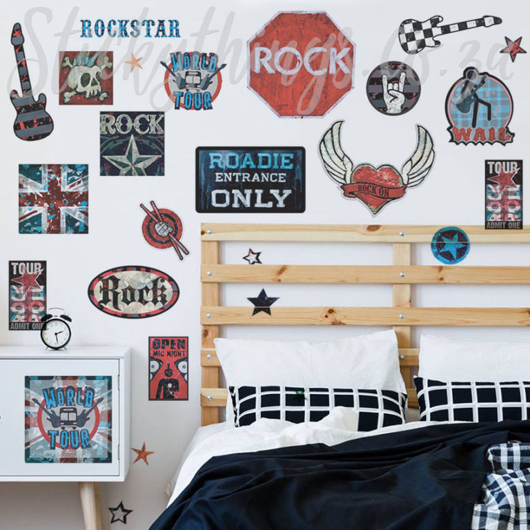 Rock Music Wall Decal in a boys bedroom