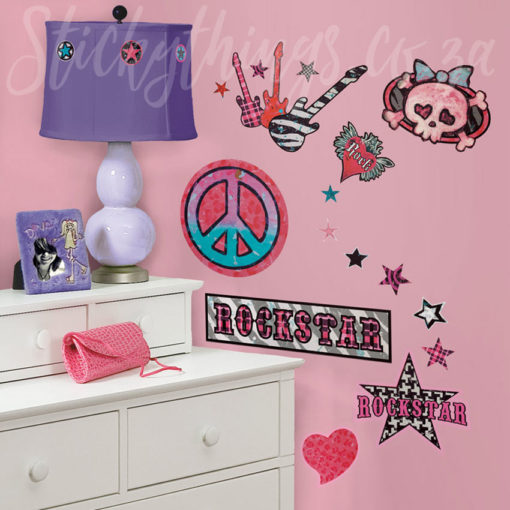 Girls Rock Wall Stickers in a girls bedroom