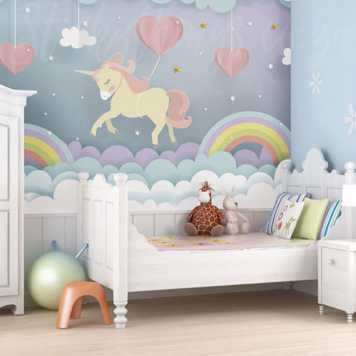 Unicorn Wall Mural in a little girls room
