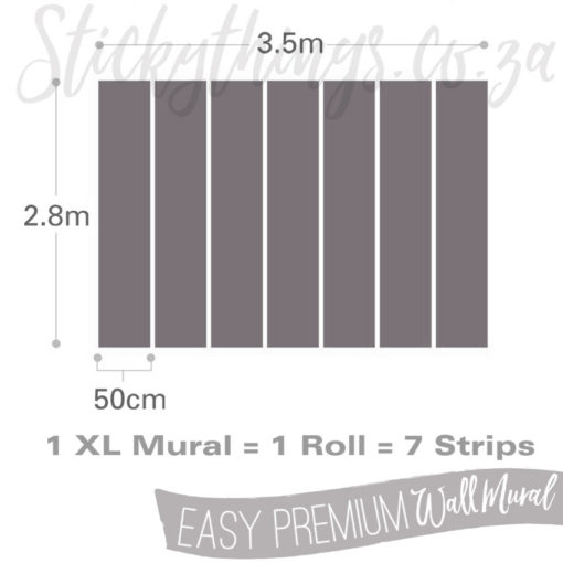 Measurements of OhPopsi XL wall murals = 3.5m x 2.8m (h) = 1 roll = 7 panels of 50cm wide