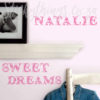 Pink Alphabet Wall Decals making a personalised name and the words Sweet Dreams