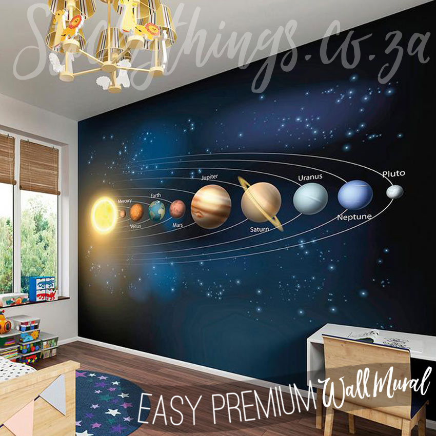 Xl Planets Wall Mural Planet Labels In Space Wallpaper Mural