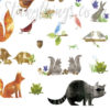 Close up of the Raccoon and Rabbit in the Woodland Friends Decals