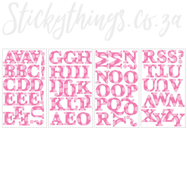 Sheets of the Roommates Pink Alphabet Wall Stickers
