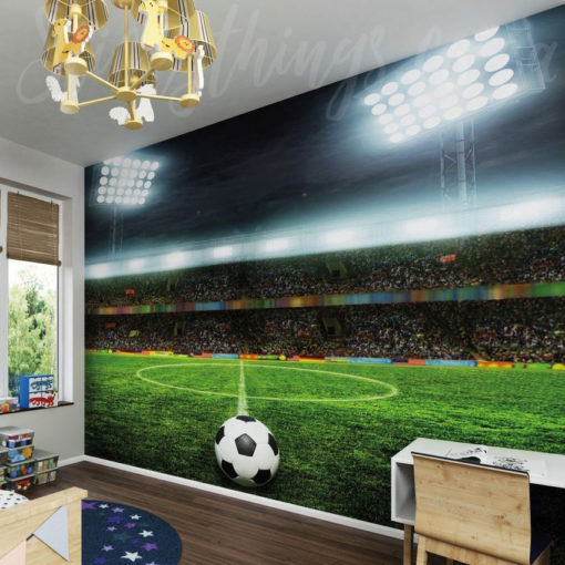 Free Kick Soccer Wall Mural in a kids room