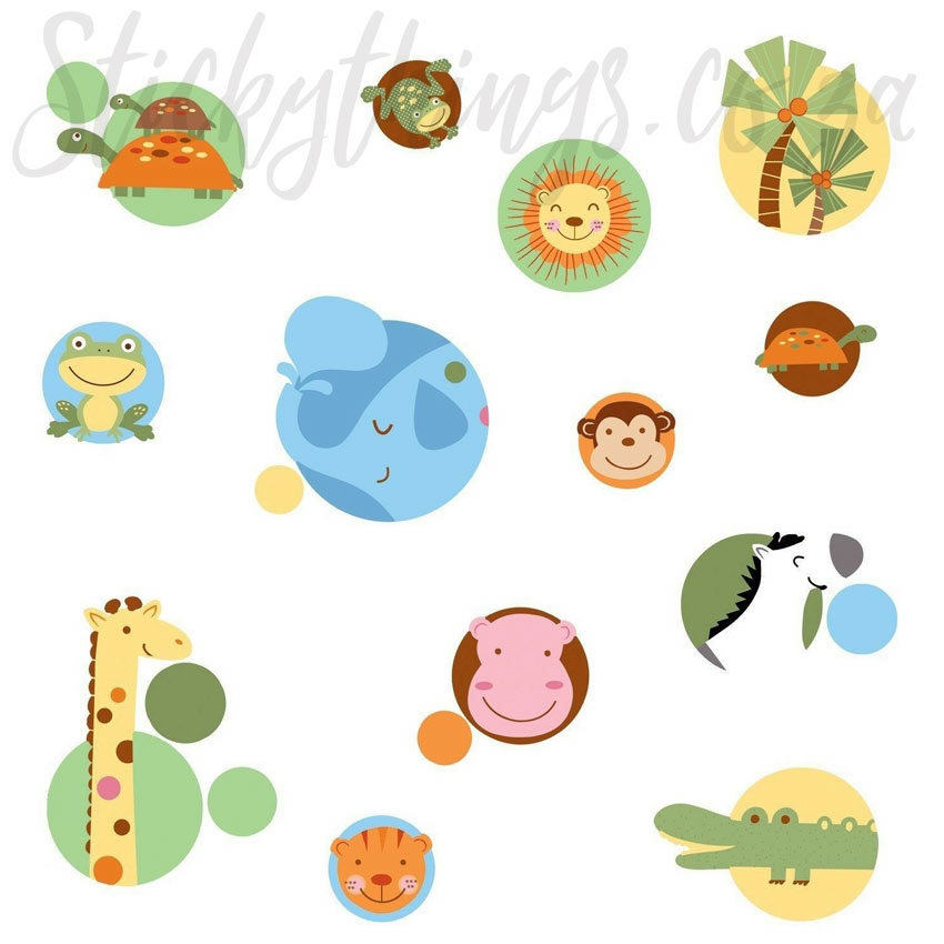 Safari Dots Wall Decals - Jungle Animal Polka Dot Wall Stickers