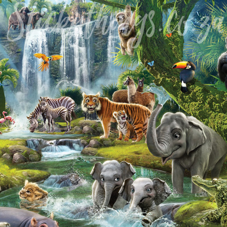 Close up of the elephant in the jungle adventure wall mural
