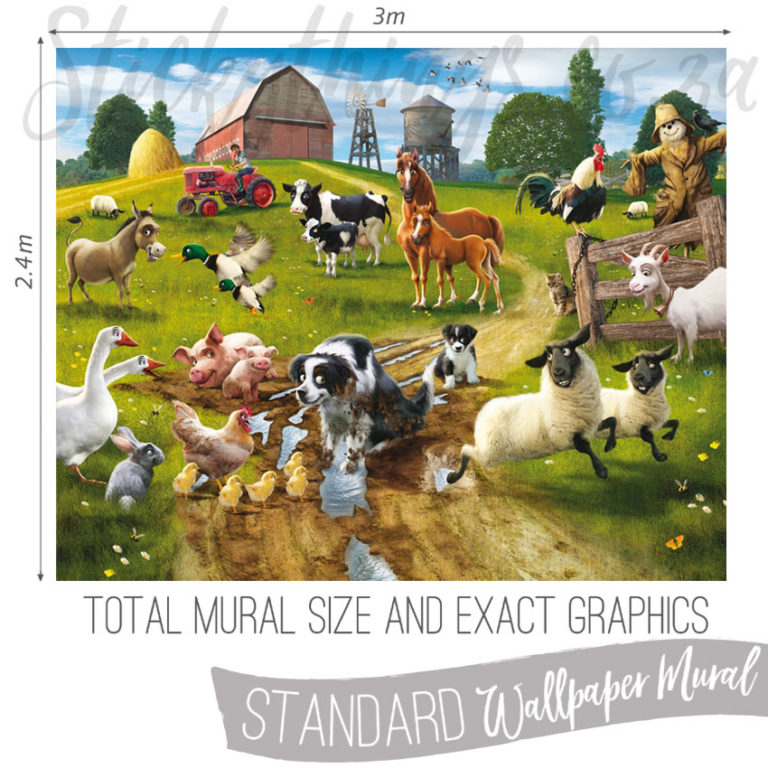 Measurements (3m x 2.4m) f the Farmyard Wall Art Mural