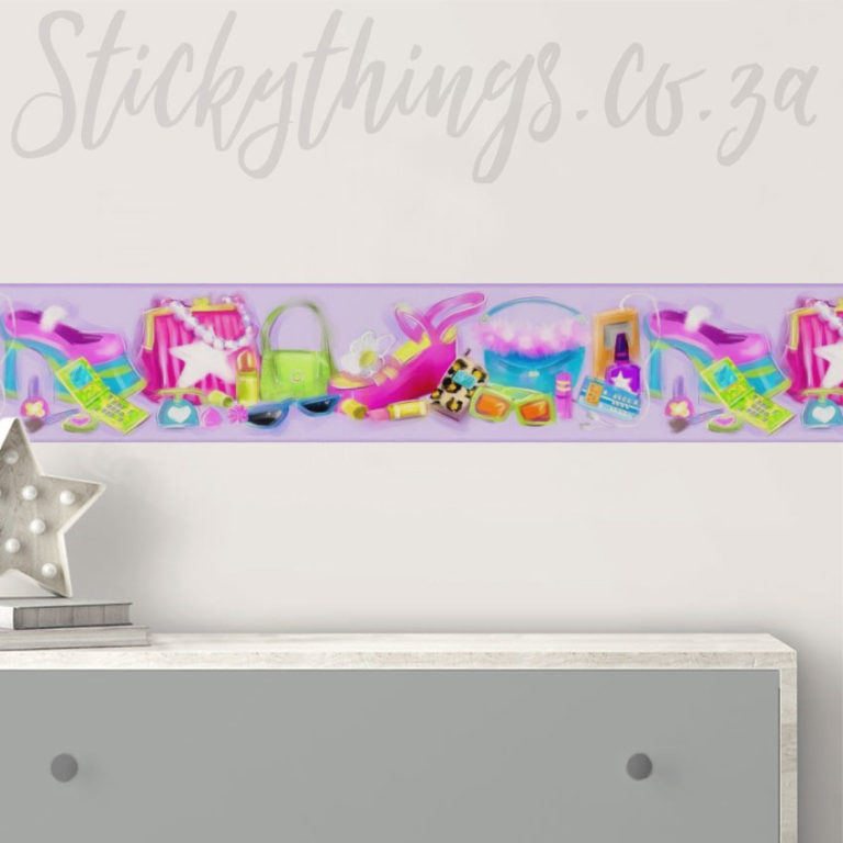 Girly Girl Room Border on a white wall in a girls bedroom