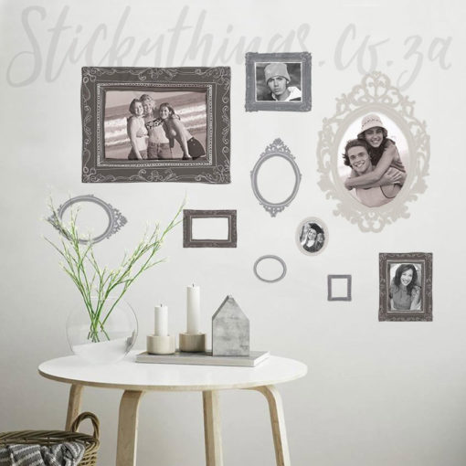 Metallic Frame Wall Stickers with Black and White Photos