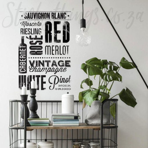 Modern Wine Words Wall Stickers in a dining room