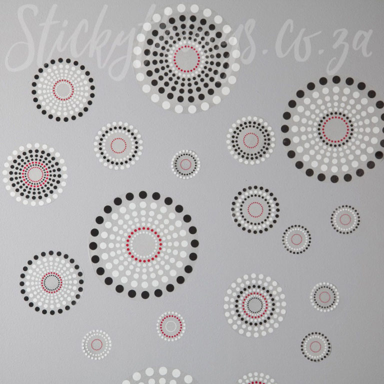 Abstract Circle Dot Wall Stickers on a Grey Wall