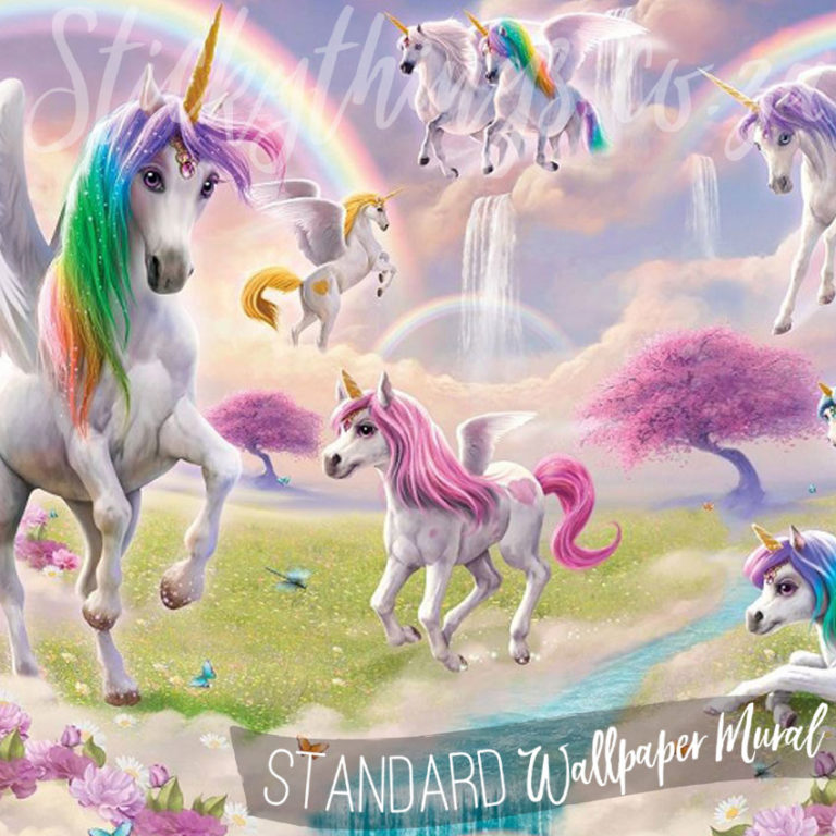Close up of the Rainbows and Unicorns Wall Mural