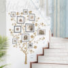 Gold Family Tree Wall Decal installed going up stairs