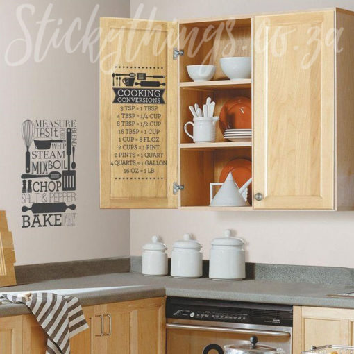 This Cooking Conversions can also be installed as a Kitchen Cupboard Sticker
