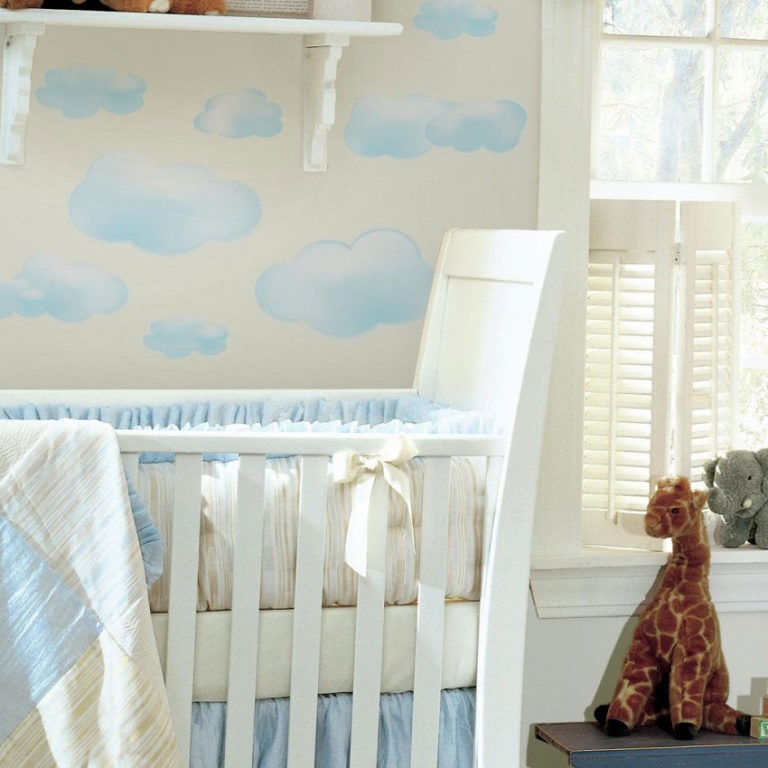 Baby Room with the Fluffy Nursery Clouds Wall Art Stickers