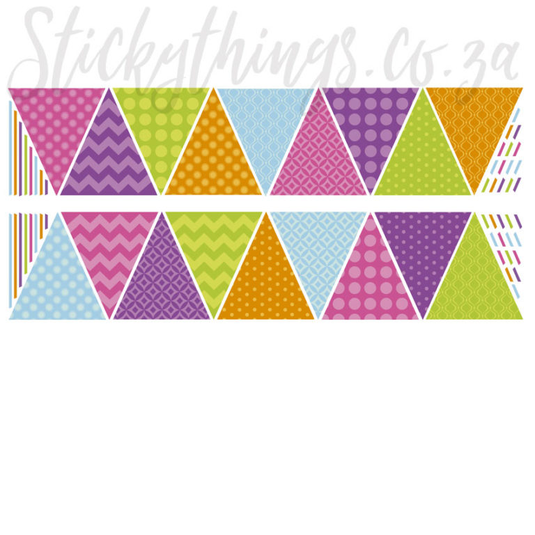 Sheets of the Roommates Peel and Stick Bunting Stickers