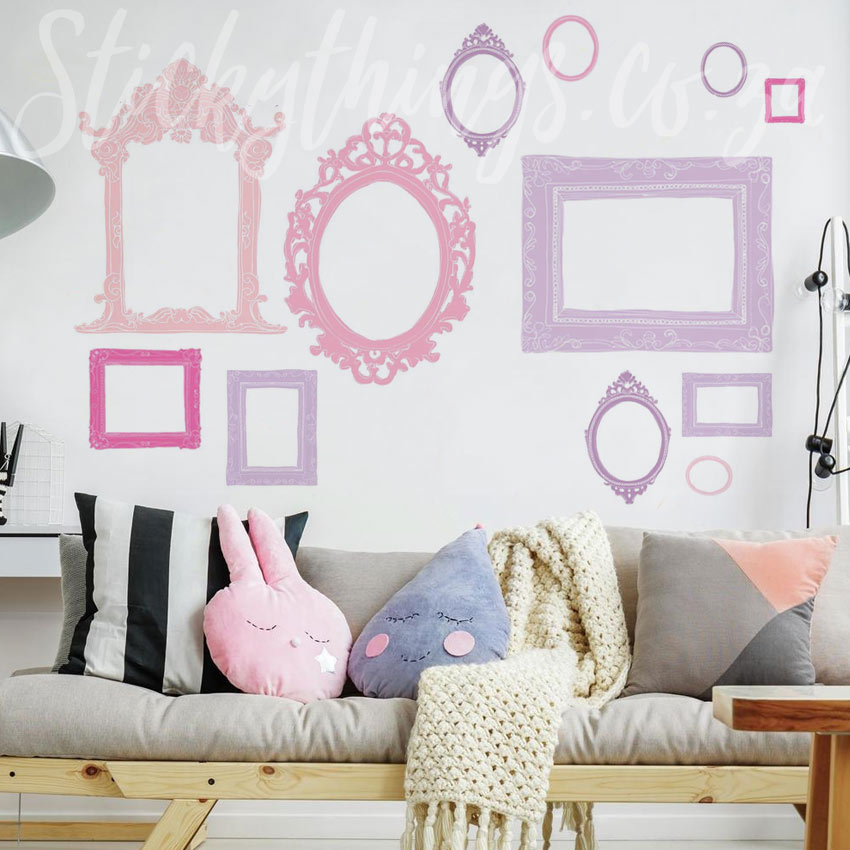 Purple And Pink Frame Wall Decals L Stick Stickers - How Do You Make Wall Decals Stick Better