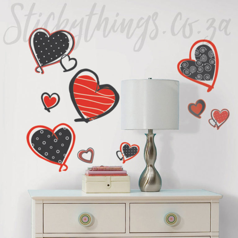 Girls Room with the Red and Black Heart Wall Art