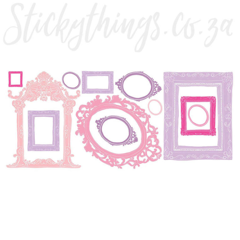 Sheet of the Purple and Pink Roommates Frame Wall Decals