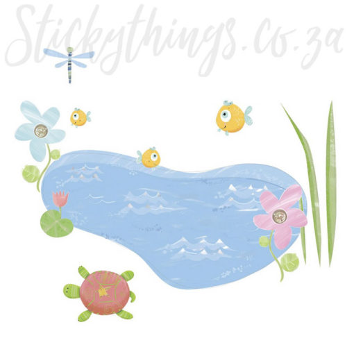 Close up of the detail in the Hoppy Pond and Turtle Wall Decals