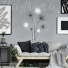 Dandelion Wall Decal on a grey wall in a lounge