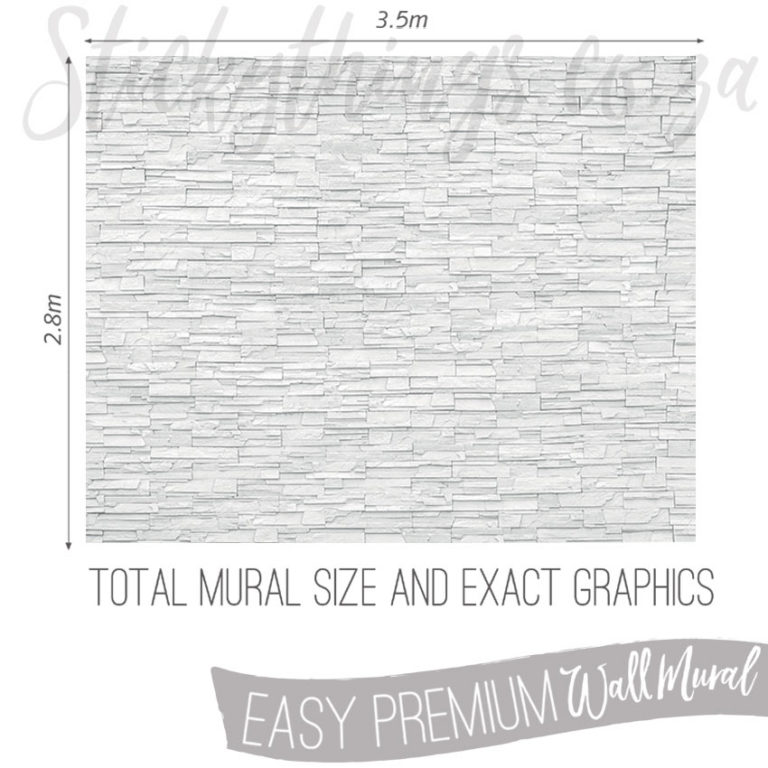 Exact Measurements (3.5m x 2.8m) of the Faux White Slate Wall Mural