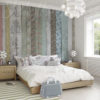 XL Floral Wood Wall Mural in a bedroom