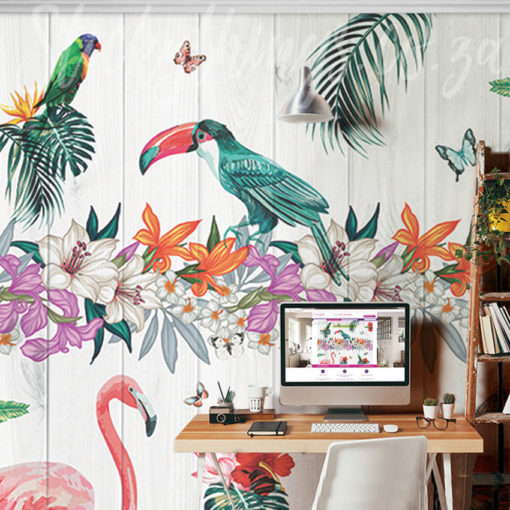 Tropical Vibes Wall Mural installed in a bedroom