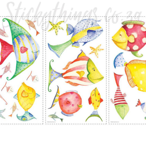 Close up of the artist style in the Handpainted Fish Wall Decals