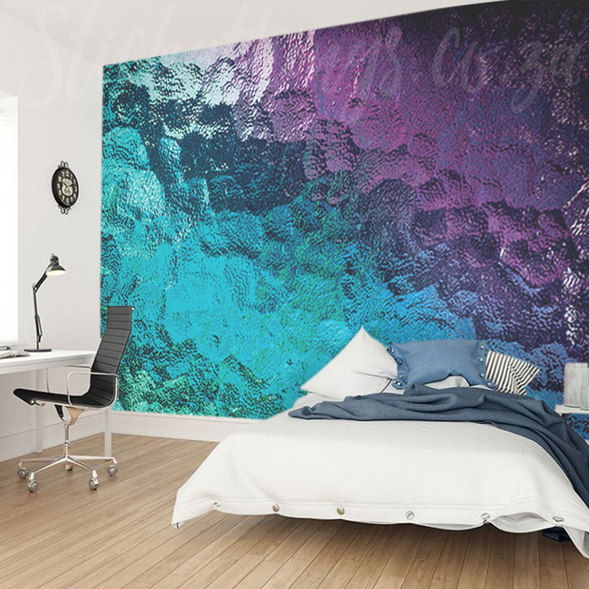 XL Blue and Purple Glass Wall Mural - Coloured Stain Glass Wall Mural