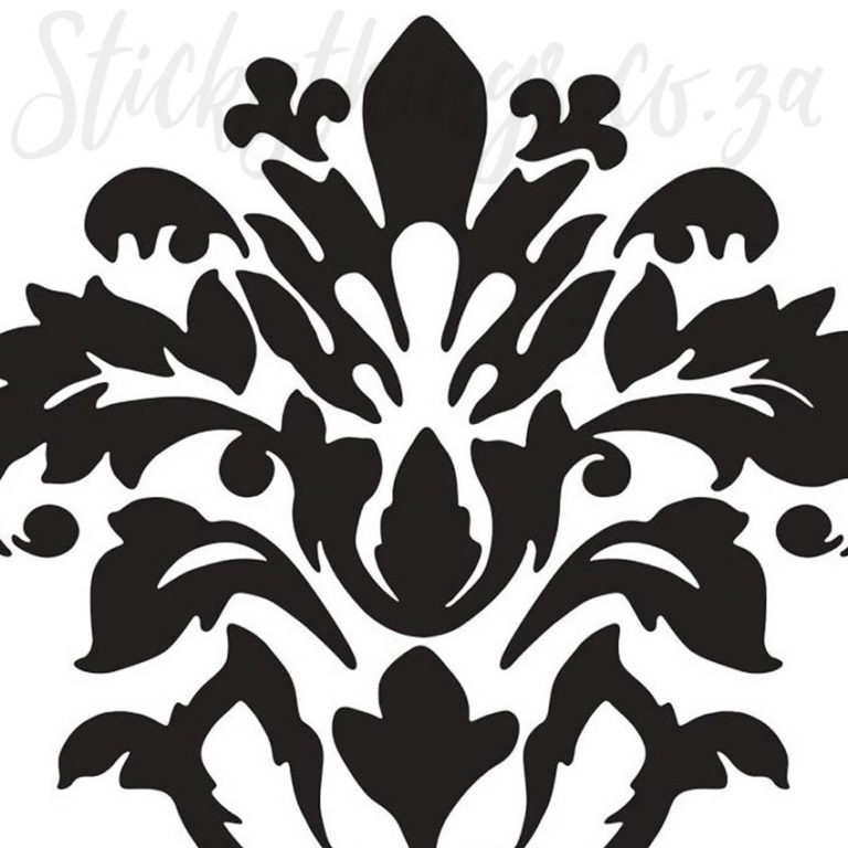 Close up of the detail in one of the Large Peel and Stick Damask Wall Decals