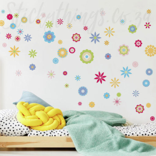 Girls Bedroom with the Bright Flowers Wall Stickers