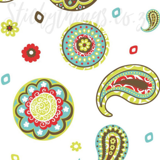 Close up of the detail in the Paisley Flowers Wall Art Stickers
