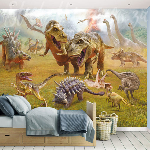 Dinosaurs Wall Mural in a boys bedroom