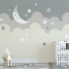 Clouds and Stars Wall Mural on a wall