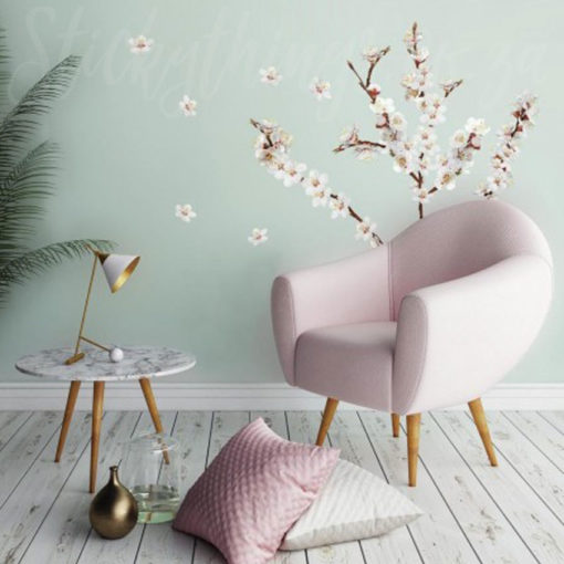 Branch in Bloom Wall Decal in a meditation room with a chair