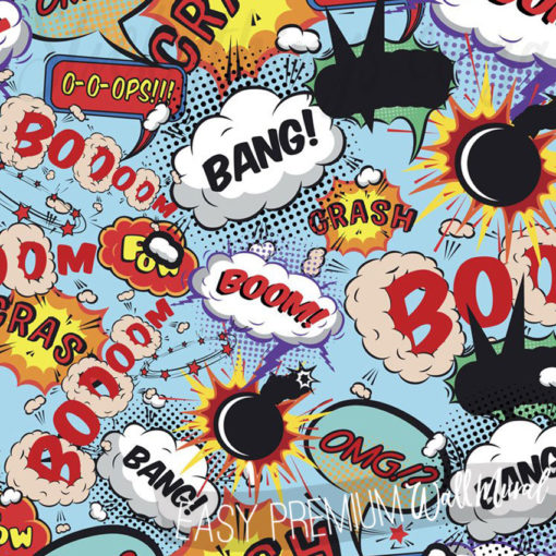 Close up of the detail and the Crash Boom Bang Pop-Art Mural