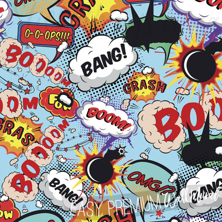 XL Comic Wall Mural - Cartoon Crash Boom Bang Pop Art Wallpaper Mural