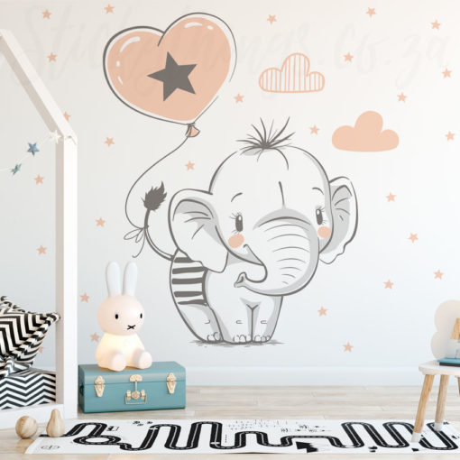 Cute Elephant Wall Mural in a childrens room