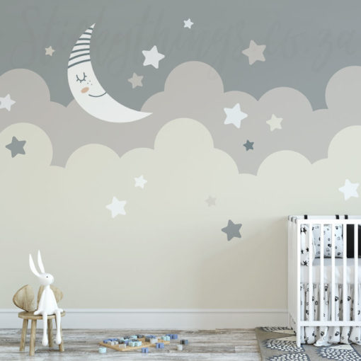 Little Dreamer Nursery Mural in a babies room
