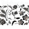Close up of the embroidery effect in black, silver and pewter