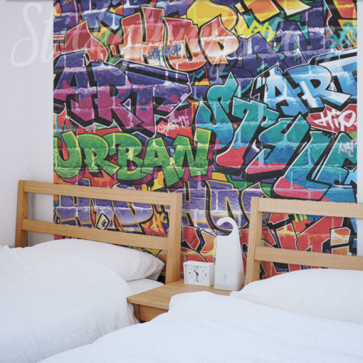 Boys bedroom with the Grafitti Wallpaper Mural