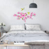 Sugarbird Flowers Wall Decals above a bed in a bedroom
