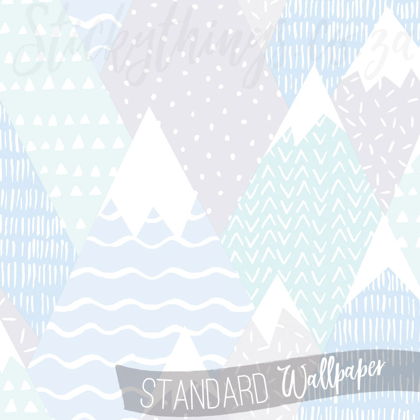 Teal Mountains Wallpaper - Scandinavian Blue Kids Mountain Wallpaper