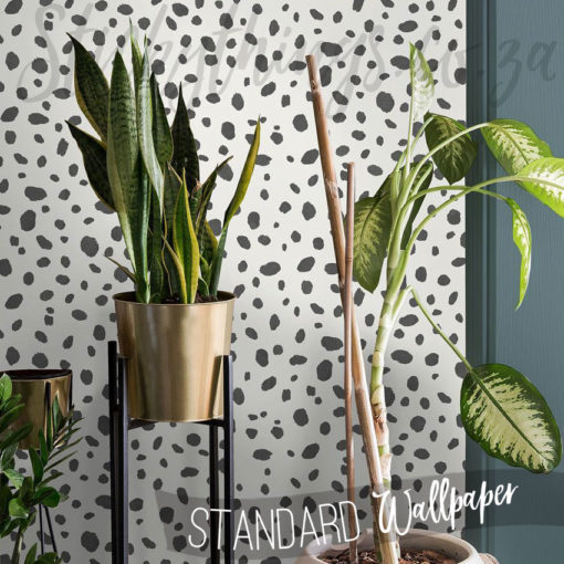 Organic in nature, showing teh ;painted spots wallpaper with plants in foreground