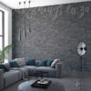 Textured Grey Brick Wallpaper in a lounge
