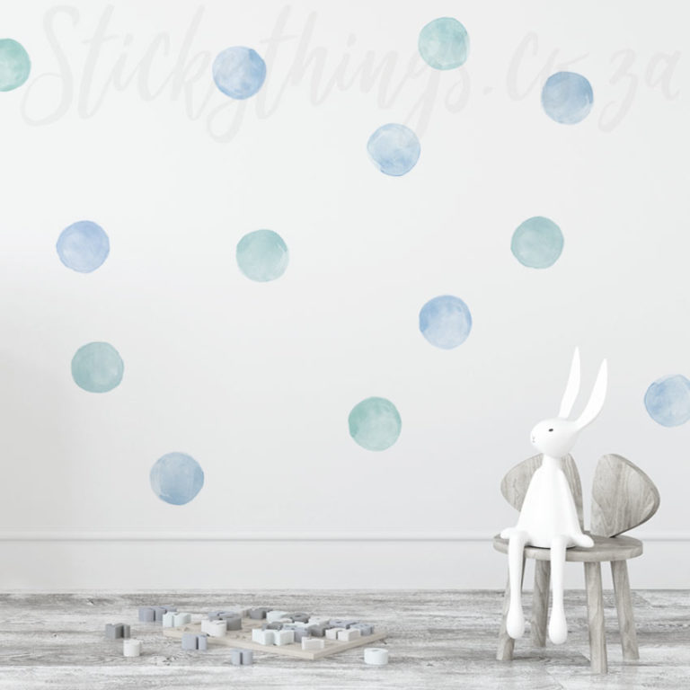 Blue Watercolour Dots in a Boys Bedroom